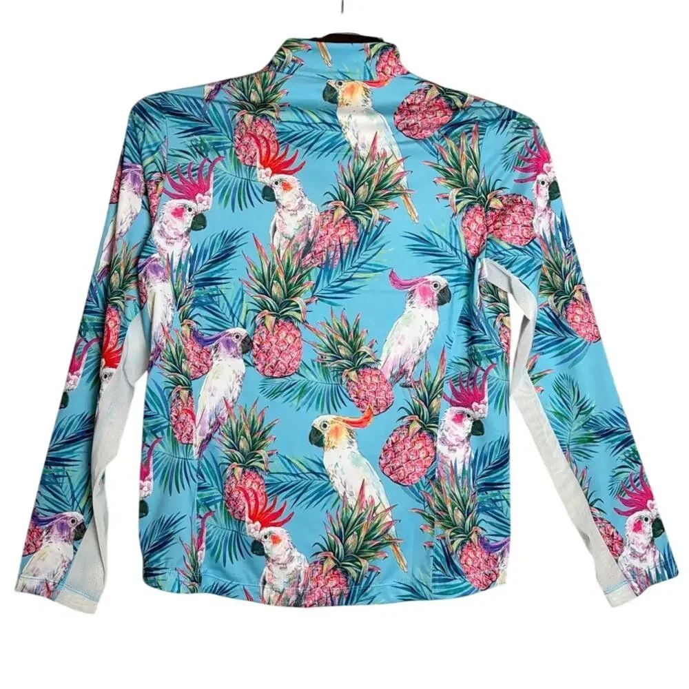 Tail Golf 1/4 Zip Jacket Tropical Parrot Pineapple Golf Pullover Mesh Size S